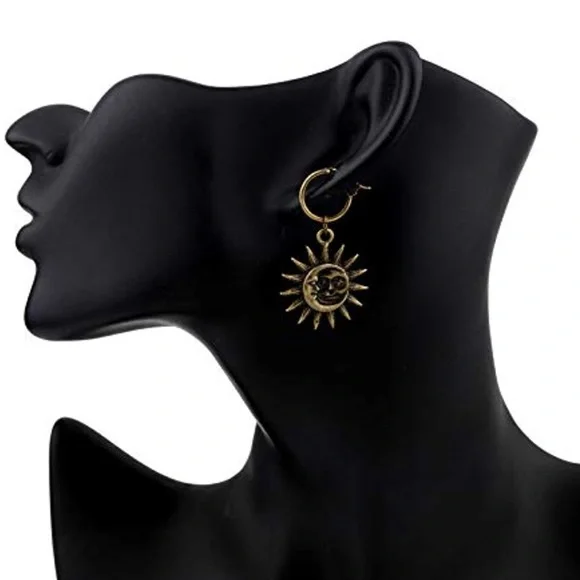 Antique Moon Celestial Hook earrings